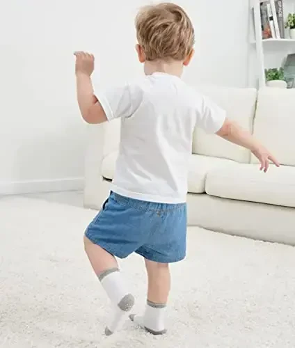 ZAPLES Baby Non Slip Grip Crew Socks with Anti Skid Soles for Infants Toddlers Kids Boys Girls - 5