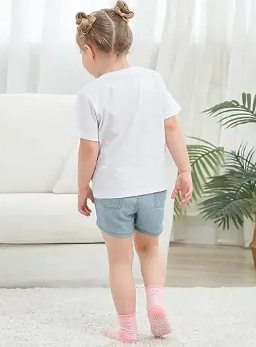 ZAPLES Baby Non Slip Grip Crew Socks with Anti Skid Soles for Infants Toddlers Kids Boys Girls - 4
