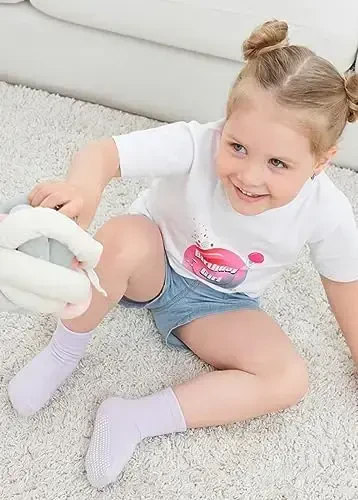 ZAPLES Baby Non Slip Grip Crew Socks with Anti Skid Soles for Infants Toddlers Kids Boys Girls - 5