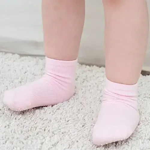 ZAPLES Baby Non Slip Grip Crew Socks with Anti Skid Soles for Infants Toddlers Kids Boys Girls - 6