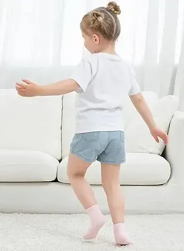 ZAPLES Baby Non Slip Grip Crew Socks with Anti Skid Soles for Infants Toddlers Kids Boys Girls - 7