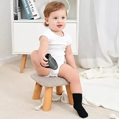 ZAPLES Baby Non Slip Grip Crew Socks with Anti Skid Soles for Infants Toddlers Kids Boys Girls - 3