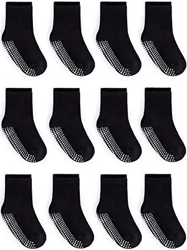 ZAPLES Baby Non Slip Grip Crew Socks with Anti Skid Soles for Infants Toddlers Kids Boys Girls - 1