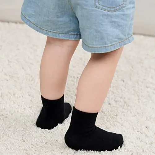 ZAPLES Baby Non Slip Grip Crew Socks with Anti Skid Soles for Infants Toddlers Kids Boys Girls - 4