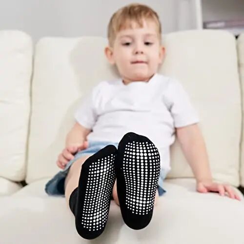 ZAPLES Baby Non Slip Grip Crew Socks with Anti Skid Soles for Infants Toddlers Kids Boys Girls - ZAPLES (1)