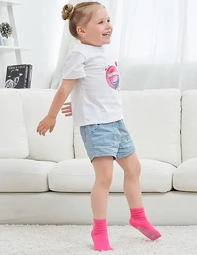 ZAPLES Baby Non Slip Grip Crew Socks with Anti Skid Soles for Infants Toddlers Kids Boys Girls - 6