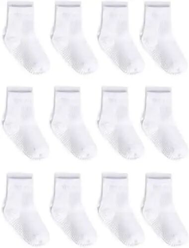 ZAPLES Baby Non Slip Grip Crew Socks with Anti Skid Soles for Infants Toddlers Kids Boys Girls - ZAPLES