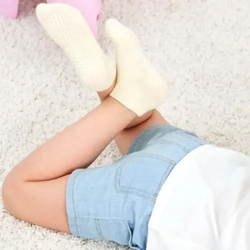Zaples Baby Non Slip Grip To'piqli paypoqlar, chaqaloqlar, bolalar, o'g'il bolalar va qizlar uchun sirpanmaydigan tagliklar bilan - 6