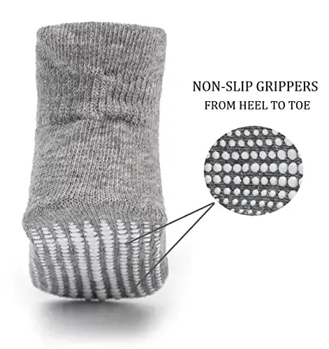 Zaples Baby Non Slip Grip To'piqli paypoqlar, chaqaloqlar, yosh bolalar, bolalar, o'g'il bolalar va qizlar uchun sirpanmaydigan taglikli. - 3