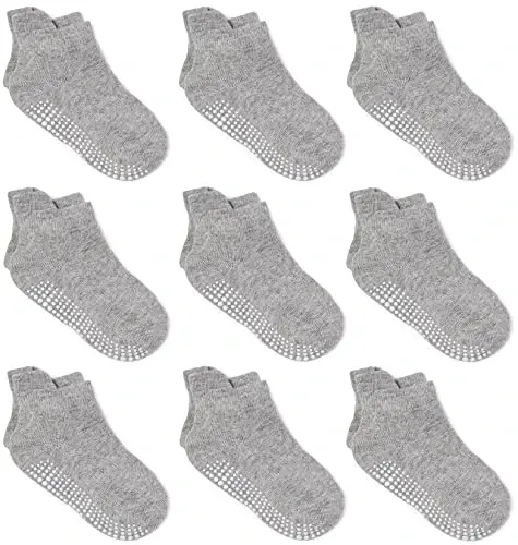 Zaples Baby Non Slip Grip To'piqli paypoqlar, chaqaloqlar, yosh bolalar, bolalar, o'g'il bolalar va qizlar uchun sirpanmaydigan taglikli. 