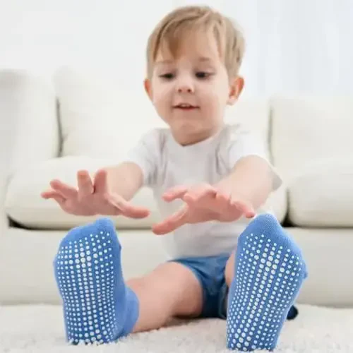 Zaples Baby Non Slip Grip To'piqli paypoqlar, chaqaloqlar, yosh bolalar, bolalar, o'g'il bolalar va qizlar uchun skidka qarshi tagliklar bilan - 2