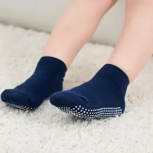 Zaples Baby Non Slip Grip To'piqli paypoqlar, chaqaloqlar, yosh bolalar, bolalar, o'g'il bolalar va qizlar uchun skidka qarshi tagliklar bilan - 7