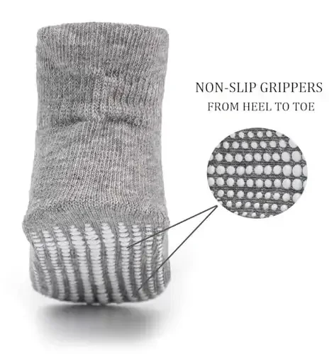 Zaples Baby Non Slip Grip To'piqli paypoqlar, chaqaloqlar, yosh bolalar, o'g'il bolalar va qizlar uchun sirpanmaydigan taglik bilan - 2