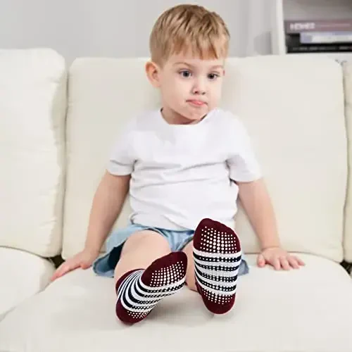 Zaples Baby Non Slip Grip To'piqli paypoqlar, chaqaloqlar, yosh bolalar, o'g'il bolalar va qizlar uchun sirpanmaydigan tagliklar bilan - 2