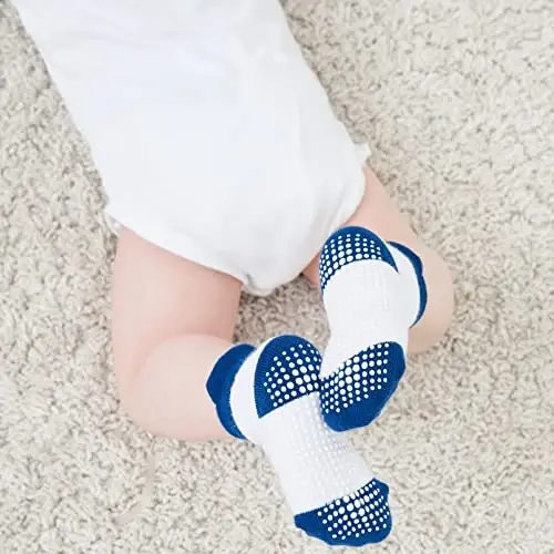 Zaples Baby Non Slip Grip To'piqli paypoqlar, chaqaloqlar, yosh bolalar, o'g'il bolalar va qizlar uchun sirpanmaydigan tagliklarga ega. - 6