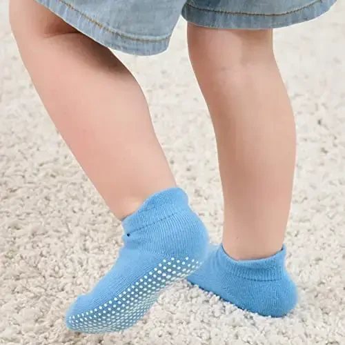 Zaples Baby Non Slip Grip To'piqli paypoqlar, chaqaloqlar, yosh bolalar, o'g'il bolalar va qizlar uchun sirpanmaydigan tagliklari bilan - 5