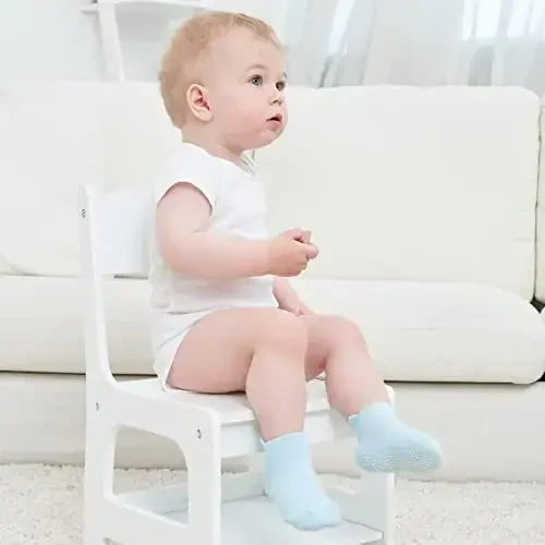 Zaples Baby Non Slip Grip To'piqli paypoqlar, chaqaloqlar, yosh bolalar, o'g'il bolalar va qizlar uchun sirpanmaydigan tagliklari bilan - 6