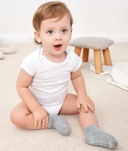 Zaples Baby Non Slip Grip To‘piqli paypoqlar, chaqaloqlar, yosh bolalar, o‘g‘il bolalar va qizlar uchun sirpanmaydigan taglikli. - 2