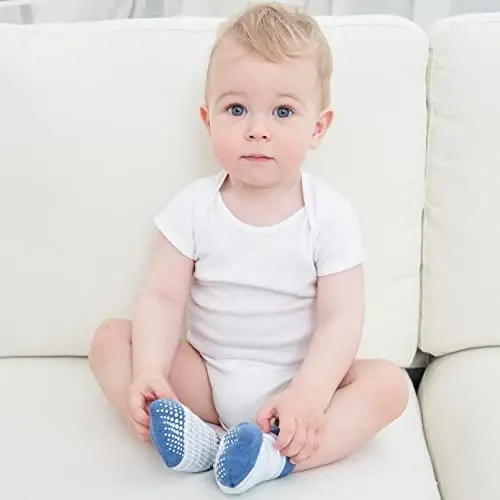 Zaples Baby Non Slip Grip To'piqli Paypoqlar, Go'daklar uchun Skid Soles bilan, Bolalar O'g'il Bolalar Qizlar - 10