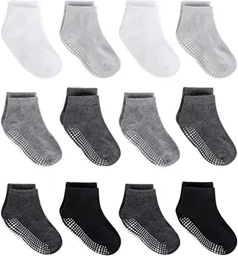 ZAPLES Baby Non Slip Grip to'piqli paypoqlar, sirpanishga qarshi tutqichli bolalar uchun past kesilgan paypoqlar - MODAZONE