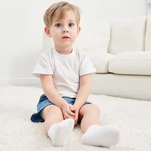 ZAPLES Baby Non Slip Grip To‘piqli paypoqlar, sirpanishga qarshi tutqichli bolalar uchun past kesimli paypoqlar - 7