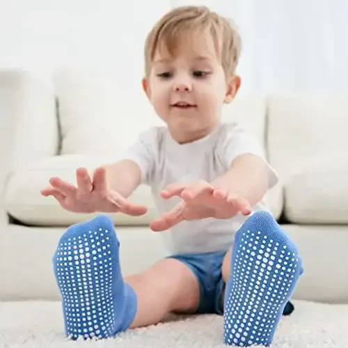 ZAPLES Baby Non Slip Grip To‘piqli paypoqlar, Sirpanishga qarshi tutqichli, o‘g‘il bolalar, qizlar uchun past kesimli, chaqaloqlar, yosh bolalar, bolalar uchun - 4