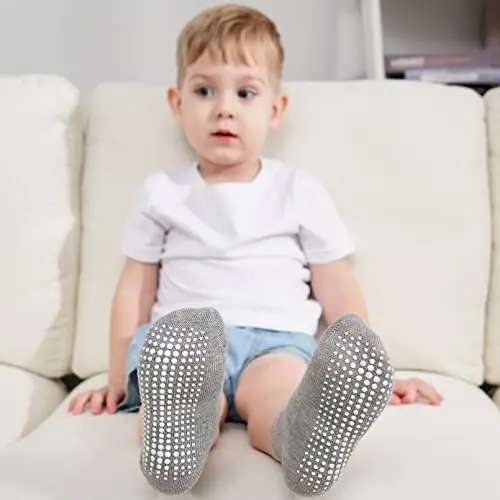 ZAPLES Baby Non Slip Grip to'piqsiz paypoqlar, sirpanishga qarshi tutqichli bolalar uchun past kesimli bolalar paypoqlari - 3