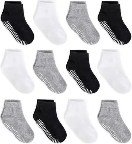 Zaples Baby Non Slip Grip Ankle Socks with Non Skid Soles for Infants Toddlers Kids Boys Girls - 1
