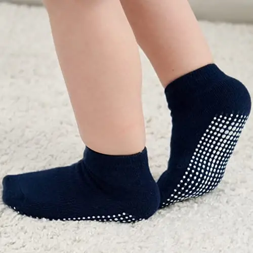 ZAPLES Baby Non Slip Grip Ankle Socks with Anti Skid Grippers Boys Girls Low Cut for Infants Toddlers Kids - 5