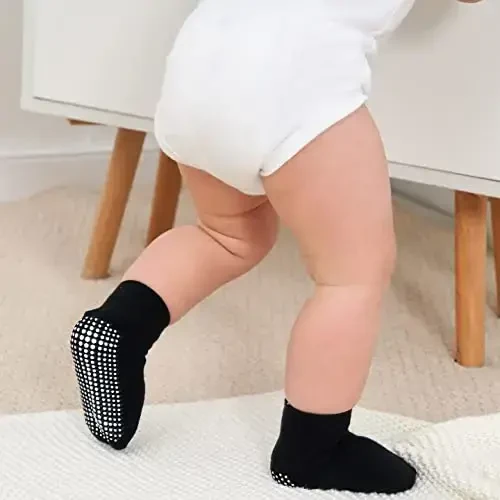 ZAPLES Baby Non Slip Grip Ankle Socks with Anti Skid Grippers Boys Girls Low Cut for Infants Toddlers Kids - 6