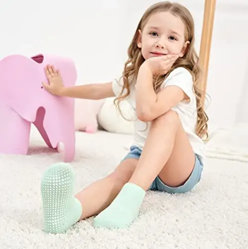 ZAPLES Baby Non Slip Grip Ankle Socks with Anti Skid Grippers Boys Girls Low Cut for Infants Toddlers Kids - 5