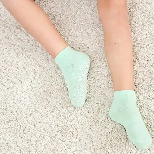 ZAPLES Baby Non Slip Grip Ankle Socks with Anti Skid Grippers Boys Girls Low Cut for Infants Toddlers Kids - 6