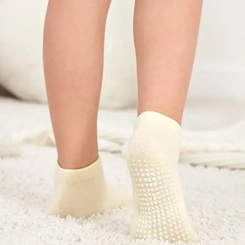 ZAPLES Baby Non Slip Grip Ankle Socks with Anti Skid Grippers Boys Girls Low Cut for Infants Toddlers Kids - 7
