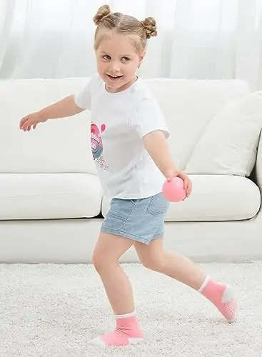 ZAPLES Baby Non Slip Grip Crew Socks with Anti Skid Soles for Infants Toddlers Kids Boys Girls - 5