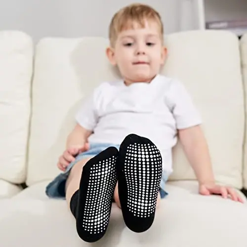 ZAPLES Baby Non Slip Grip Crew Socks with Anti Skid Soles for Infants Toddlers Kids Boys Girls - 2