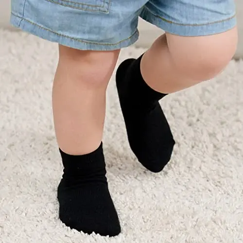 ZAPLES Baby Non Slip Grip Crew Socks with Anti Skid Soles for Infants Toddlers Kids Boys Girls - 3