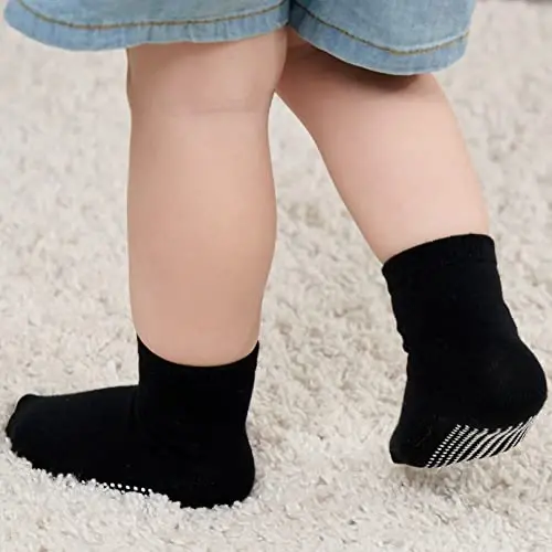 ZAPLES Baby Non Slip Grip Crew Socks with Anti Skid Soles for Infants Toddlers Kids Boys Girls - 4