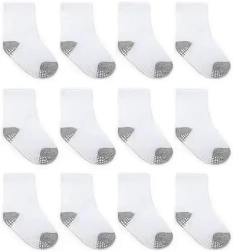 ZAPLES Baby Non Slip Grip Crew Socks with Anti Skid Soles for Infants Toddlers Kids Boys Girls - ZAPLES