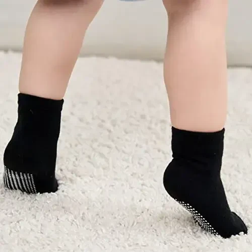 ZAPLES Baby Non Slip Grip Crew Socks with Anti Skid Soles for Infants Toddlers Kids Boys Girls - 7