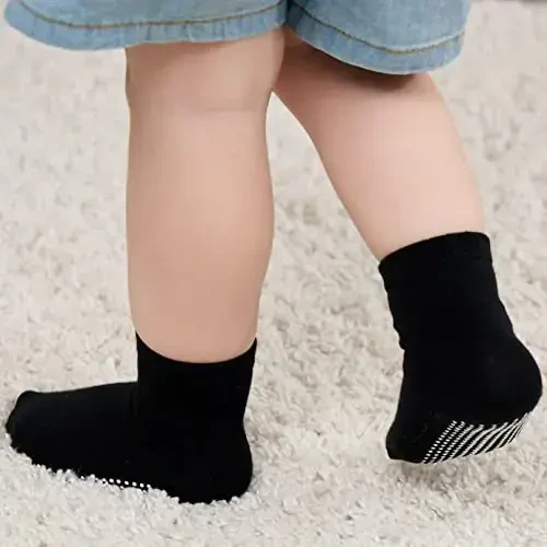 ZAPLES Baby Non Slip Grip Crew Socks with Anti Skid Soles for Infants Toddlers Kids Boys Girls - 7