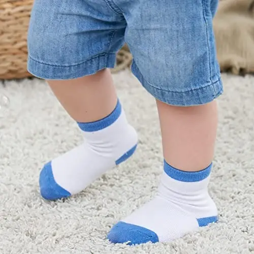 ZAPLES Baby Non Slip Grip Crew Socks with Anti Skid Soles for Infants Toddlers Kids Boys Girls - 2