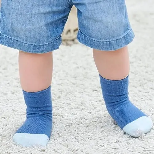 ZAPLES Baby Non Slip Grip Crew Socks with Anti Skid Soles for Infants Toddlers Kids Boys Girls - 6