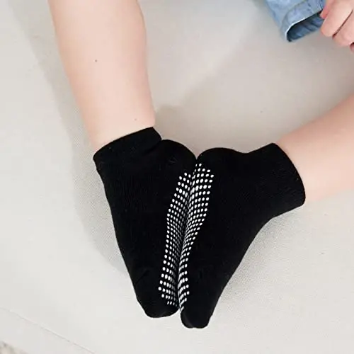 ZAPLES Baby Non Slip Grip Ankle Socks with Anti Skid Grippers Boys Girls Low Cut for Infants Toddlers Kids - 4