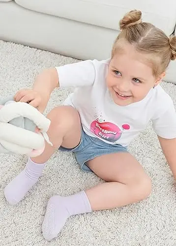 ZAPLES Baby Non Slip Grip Crew Socks with Anti Skid Soles for Infants Toddlers Kids Boys Girls - 5