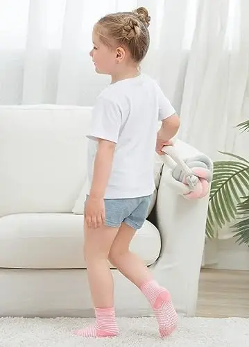 ZAPLES Baby Non Slip Grip Crew Socks with Anti Skid Soles for Infants Toddlers Kids Boys Girls - 3