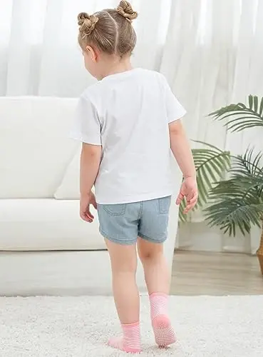 ZAPLES Baby Non Slip Grip Crew Socks with Anti Skid Soles for Infants Toddlers Kids Boys Girls - 4