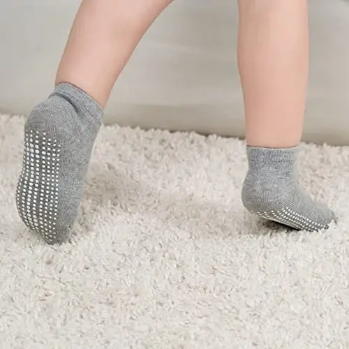 ZAPLES Baby Non Slip Grip Ankle Socks with Anti Skid Grippers Boys Girls Low Cut for Infants Toddlers Kids - 5