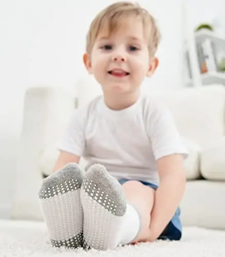 ZAPLES Baby Non Slip Grip Crew Socks with Anti Skid Soles for Infants Toddlers Kids Boys Girls - 2