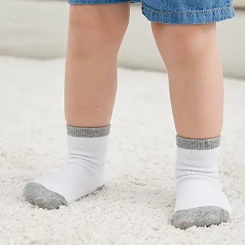 ZAPLES Baby Non Slip Grip Crew Socks with Anti Skid Soles for Infants Toddlers Kids Boys Girls - 3