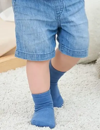 ZAPLES Baby Non Slip Grip Crew Socks with Anti Skid Soles for Infants Toddlers Kids Boys Girls - 2